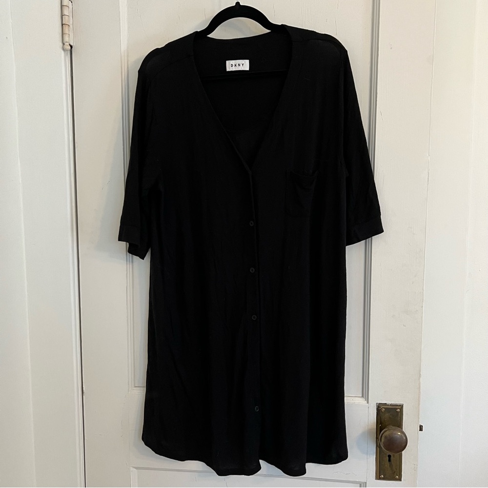 DNKY short sleeve long button down black cardigan